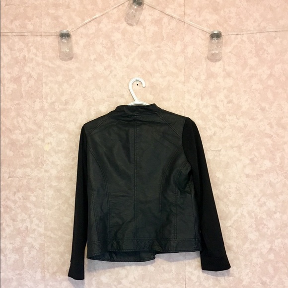 Faux Leather Moto Jacket with Assymetrical Zipper - Picture 3 of 5